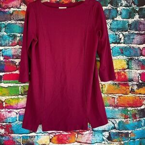 J. Jill Ponte Knit Tunic Shirt 3/4 Sleeve Stretchy Pullover Size Small